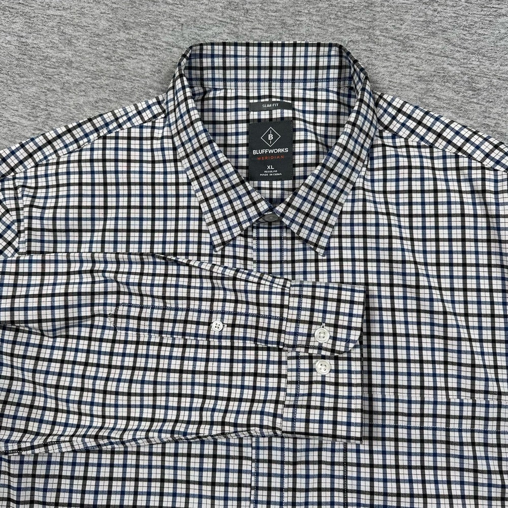 Bluffworks Shirt Mens XL Meridian Slim Fit Plaid Long Sleeve Button Up City